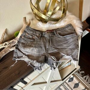 Lucky Legend Pink Floyd Denim Embroidered Cut Off Shorts Size 4/27 #262
